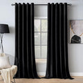 MIULEE Velvet Curtains Black Elegant Grommet Thermal Insulated Soundproof Room Darkening Curtain/Drapes for Classical Living Room Bedroom Halloween Decor 66 x 96 Inch Set of 2