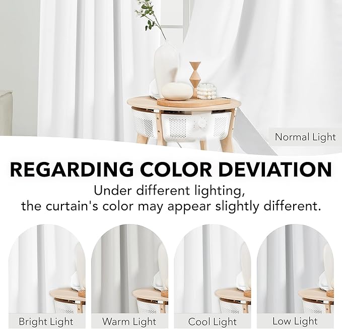 Deconovo Blackout Curtains for Bedroom & Nursery, Thermal Insulated Drapes, Back Tab & Rod Pocket, Noise Reducing, Energy Saving Room Darkening for Living Room White 52W x 84L Inch