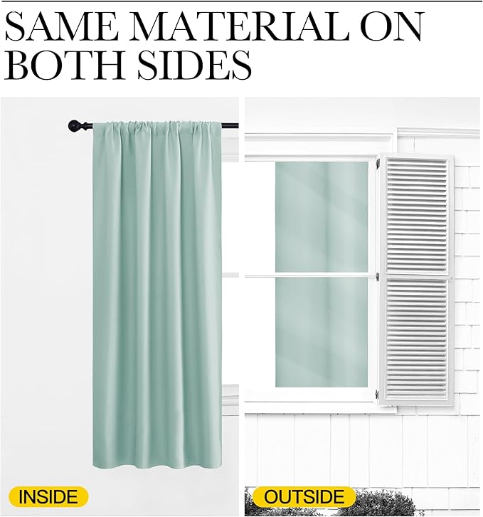 NICETOWN RV Blackout Curtains for Camper Windows, Aqua Blue, 34" x 30", Set of 2, Kitchen Curtains, Short Blackout Drapes, Thermal Insulated Rod Pocket Window Treatment Draperies for Nursery