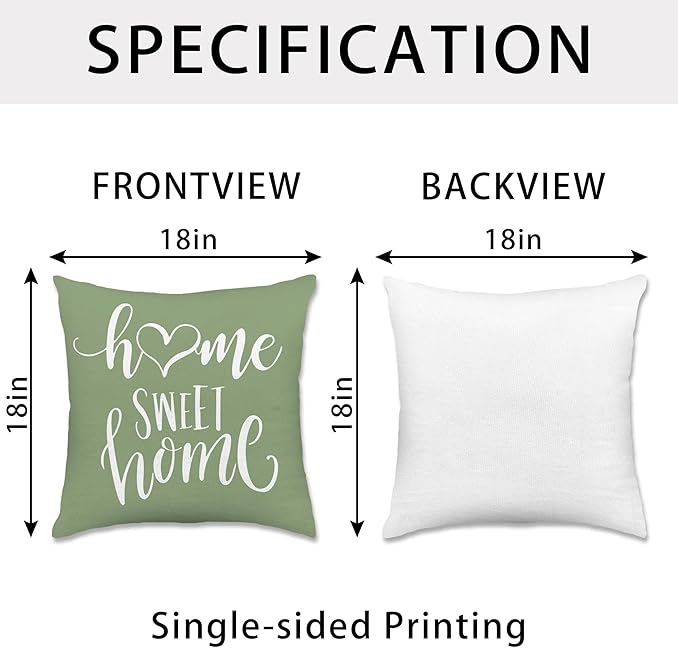 Hexagram Geometric Sage Green Pillow Covers 18x18 Set of 4, Decorative Outdoor Boho Modern Throw Pillow Covers, Home Sweet Home Farmhouse Cushion Case for Couch Sofa Bedroom Indoor Decor(No Insert)