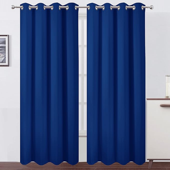 LEMOMO Blackout Curtains 66 x 84 inch/Royal Blue Curtains Set of 2 Panels/Thermal Insulated Room Darkening Bedroom Curtains