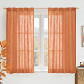 LAMIT Linen Curtains 48 Inch Length 2 Panels, Light Filtering Panels Back Tab and Rod Pocket Country Decor Drapes for Kitchen/Window/Loft Room/Bedroom, 34 x 48 Inch, Burnt Orange