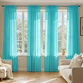 MIULEE Turquoise Sheer Curtains 84 Inches Long, 4 Panels Set, Light Filtering Rod Pocket Voile Drapes for Living Room and Bedroom, Airy Soft Fabric Window Treatments, 42 x 84 Inches