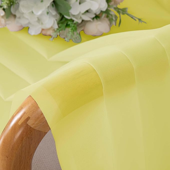 OWENIE Lemon Sheer Curtains for Bedroom Living Room 96 Inches Long 2 Panels Set, Soft Solid Light Filtering Clear Sheer Ceiling to Floor for Large Window, 2Pcs, Each 42" W x 96" L, Lemon