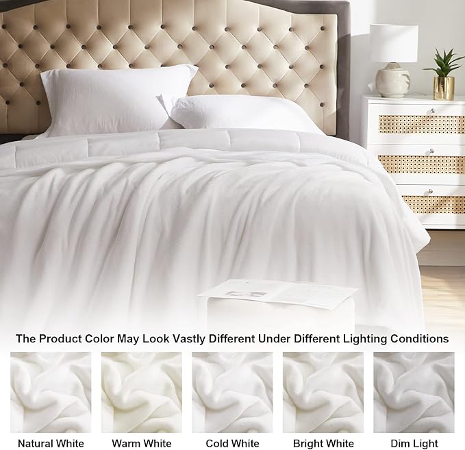 KMUSET Fleece Blanket Twin Size White Lightweight Throw Blanket Super Soft Cozy Microfiber Blanket 60x80 Inches