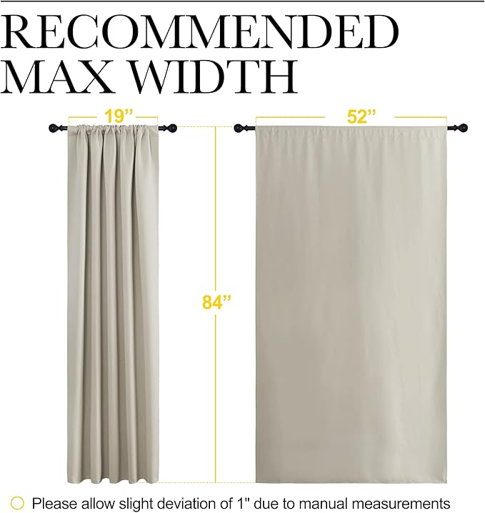 NICETOWN Blackout Curtains for Living Curtains, Room Darkening Window Curtain Panels, Easy-Care Solid Thermal Insulated Draperies/Drapes for Daughter Room (Natural, 2 Panels, 52 by 84)