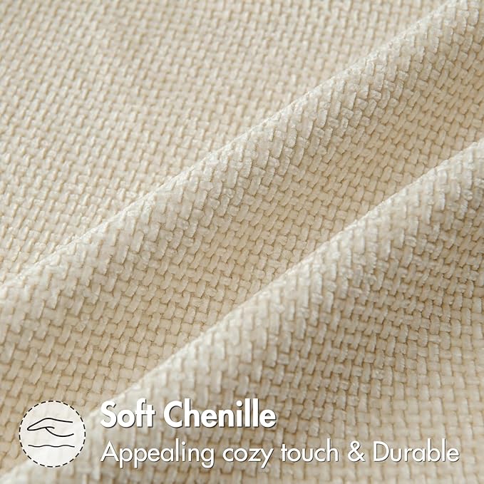 MIULEE Pack of 2 Couch Throw Pillow Covers 20x20 Inch Neutral Cream Modern Boho Accent Decorative Pillow Covers Soft Chenille Farmhouse Cushion Covers for Home Decor Bed Sofa Living Room