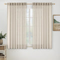 MIULEE Cream Linen Curtains 63 Inch Length 2 Panels for Bedroom Living Room, Soft Linen Textured Window Drapes Semi Sheer Light Filtering Back Tab Rod Pocket Farmhouse Modern Burlap Look Decor