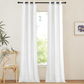 NICETOWN Linen Curtains 96 inches Long for Living Room, Grommet Semi Sheer Drapes Linen Weave Window Treatments Privacy Added with Light Filtering for Bedroom, White, W34 x L96, 2 Panels