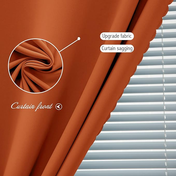 Self Adhesive Curtains Portable Blackout Curtain Simple and Easy to Install Bedroom Window Thermal Lnsulated Kitchen Room Darkening Black Small Drapes, 47" W X 84" L, Orange, 1 Panel