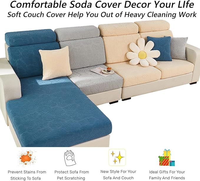 Soothing Home Sofa Covers, Sofa Hero Covers, Wear-Resistant Universal Couch Covers Washable Stretch Sectional Couch Cushion Covers (White,Headrest Cover)