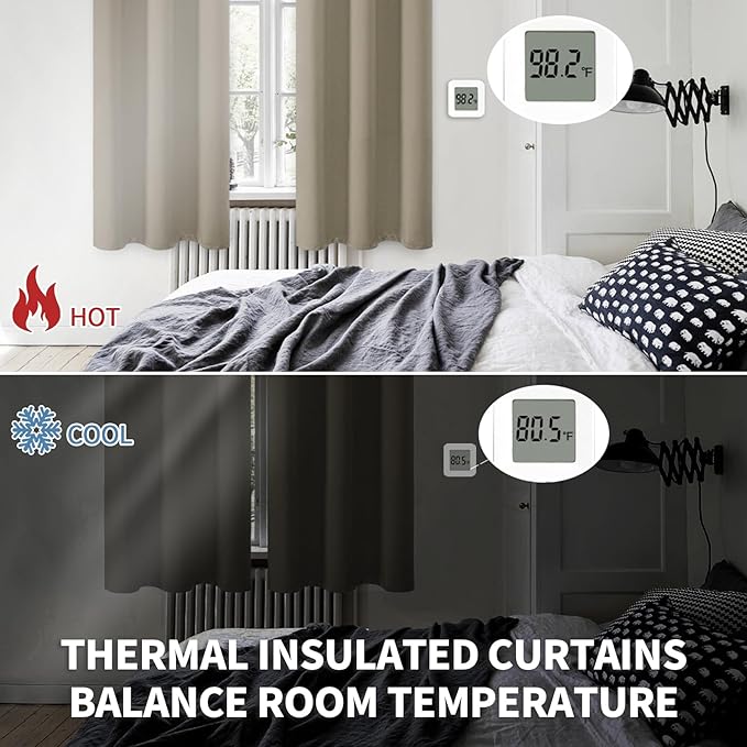 BGment Room Darkening Curtains 63 Inches Long - Grommet Thermal Insulated Drapes Window Treatment Curtains for Bedroom, 2 Panels, 42 x 63 Inch, Cocoa