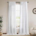 White Linen Curtains 90 Inches Long for Living Room Back Tab Rod Pocket Semi Sheer Light Filtering Neutral Solid Drapes Modern Rustic Farmhouse Decor Curtains for Dining Room 2 Panels Set 40x90
