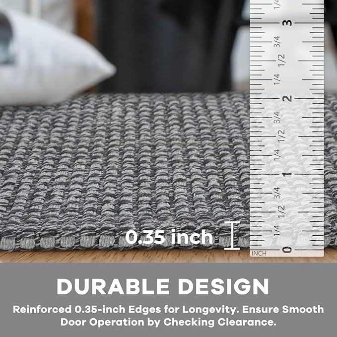KOZYFLY Rugs for Entryway 3x5 ft Washable Area Rug Non Slip Rubber Backed Entry Rug Woven Indoor Door Mat Cotton Kitchen Rugs Floor Carpet for Entryway, Foyer, Backdoor, Grey/Dark Grey