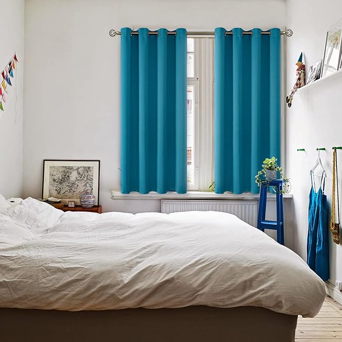 BGment Blackout Curtains - Grommet Thermal Insulated Room Darkening Bedroom and Living Room Curtains, Set of 2 Panels (52 x 45 Inch, Peacock Blue)