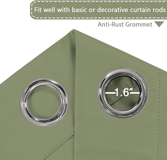 H.VERSAILTEX Blackout Patio Curtains 100 x 84 Inches for Sliding Door Extral Wide Blackout Curtain Panels Thermal Insulated Room Divider - Grommet Top, 7' Tall by 8.5' Wide - Sage