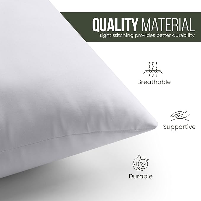 Utopia Bedding Throw Pillows (Set of 1, White) – 22 x 22 Inches Down Alternative Pillows for Bed, Sofa, and Couch - Fluffy Decorative Stuffer Pillow for Indoors & Outdoors