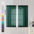 OVZME Hunter Green Sheer Curtains 54 Inches Long 2 Panels - Soft Light Filtering Window Sheer Panels for Living Room/Bedroom, Top Dual Rod Pocket, 1 Pair, Each 42Wx54L Inches