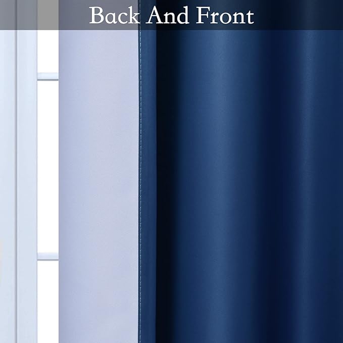 SimpleHome Ombre Room Darkening Curtains for Bedroom, Light Blocking Gradient Blue to Grey White Thermal Insulated Grommet Window Curtains/Drapes for Living Room,2 Panels, 52x84 inches Length