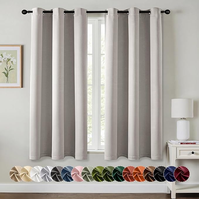 MIULEE Cobblestone Blackout Curtains - Bedroom Window Treatment Curtains Thermal Insulated Room Darkening Drapes for Living Room Kitchen Grommet Light Blocking Drapery, 40 x 54 Inches Long, 2 Panels