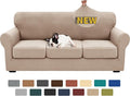 XINEAGE 2026 New 4 Pieces Couch Covers for 3 Cushion Couch Super Stretch Thick Soft Sofa Cover Anti Slip Sofa Slipcover Dogs Cats Furniture Protector (Khaki, 71"-91")