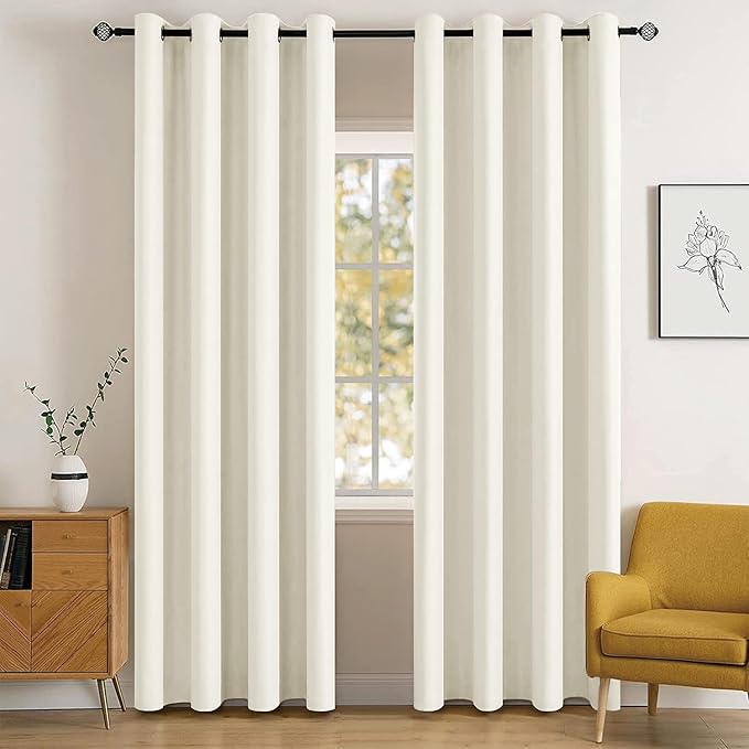 MIULEE Blackout Curtains for Bedroom Living Room Thermal Insulated Room Darkening Grommet Top Solid Light Blocking Drapery Set of 2 Window Panels 52 x 72 Inches Cream
