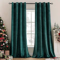 MIULEE Christmas Dark Green Velvet Curtains Room Darkening Blackout Soft Grommet Emerald Curtain Short Thermal Soundproof Curtains/Drapes/Panels for Living Room Bedroom 52 x 63 Inch 2 Panels