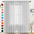 SpaceDresser Basic Rod Pocket Sheer Voile Window Curtain Panels Silver Grey 1 Pair 2 Panels 52 Width 96 Inch Long for Kitchen Bedroom Children Living Room Yard（Silver Grey, 52W x 96L）