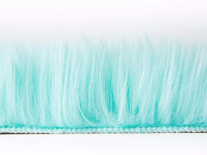 Ashler faux fur rug, Fluffy Shaggy Area Rug Ultra Soft 2 x 3 Feet Sheepskin Fur Rug, Turquoise Fuzzy Rug Machine Washable Shag Rug, Nursery Decor Throw Rugs for Bedroom, kids room, Living Room