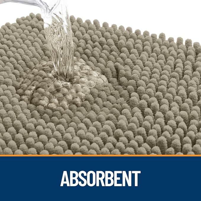 OLANLY Dog Door Mat for Muddy Paws 47x17, Absorbs Moisture and Dirt, Absorbent Non-Slip Washable Doormat, Quick Dry Chenille Mud Mat, Entry Indoor Entryway Carpet for Inside Floor, Warm Taupe
