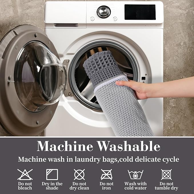 RESARE Waffle Bath Mat, Super Absorbent Non-Slip Machine Washable, Ultra Soft Boho Bath Rug with Tassels, Upgraded Bordered Design, 18"x30" Dark Grey