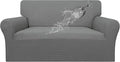 Easy-Going 100% Waterproof Loveseat Couch Cover, Dual Waterproof Sofa Cover, Stretch Jacquard Sofa Slipcover, Leakproof Furniture Protector for Kids, Pets, Dog and Cat (Loveseat, Grey)