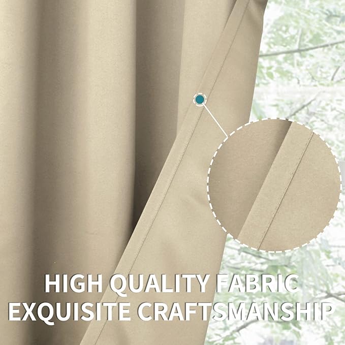 BGment Room Darkening Curtains 84 Inches Long - Grommet Thermal Insulated Drapes Window Treatment Curtains for Bedroom, 2 Panels, 42 x 84 Inch, Beige