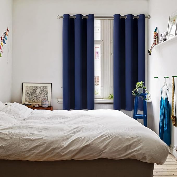 BGment Blackout Curtains for Living Room - Grommet Thermal Insulated Room Darkening Curtains for Bedroom, Set of 2 Panels (42 x 72 Inch, Navy Blue)