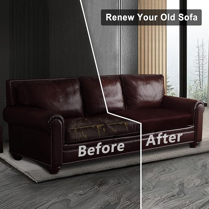 Leather Look Couch Cushion Covers Sofa Seat Slipcovers Sets Couches Furniture Protector for Sectional Armchair Loveseat Pets Kids Stretch Spandex Fabric (1 Cushion Loveseat, Burgundy)