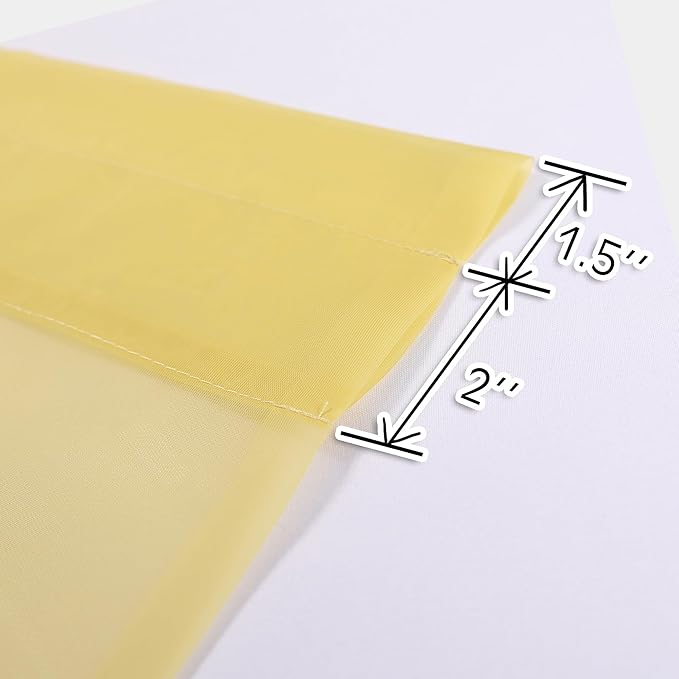 OVZME Mustard Yellow Sheer Curtains 45 Inches Long 2 Panels, Light Filtering Sheer Curtains for Bedroom, Elegant Airy Draperies for Living Room Nursery Room, Dual Rod Pocket, Each 42Wx 45L