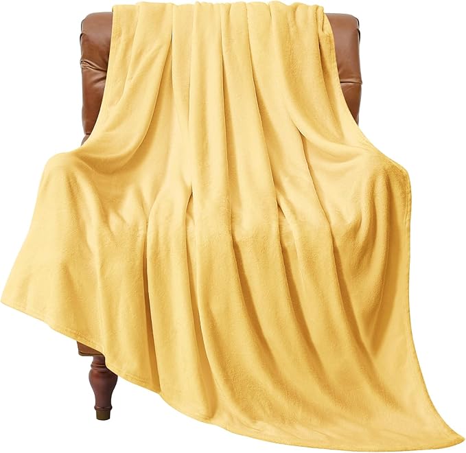 BEDELITE Fleece Blanket Cream Yellow Throw Blankets for Couch & Bed, Luxury Plush Cozy Fuzzy Blanket 50" x 60", Super Soft Warm Lightweight Throw Blanket for Travel Camping