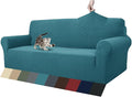 ZNSAYOTX 1 Piece Jacquard Couch Covers for 3 Cushion Couch Living Room High Stretch Sofa Cover Pets Dogs Friendly Anti Slip Thickened Slipcovers Furniture Protector (Sofa, Peacock Blue)