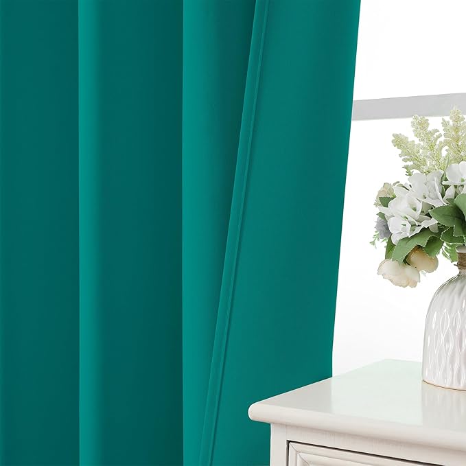 CUCRAF Turquoise Blackout Curtains Customize, Rod Pocket Room Darkening Curtain for Bedroom Living Room, Thermal Insulated Window Drapes 1 Panel (Custom Size, Color)