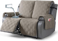 TAOCOCO 100% Waterproof Loveseat Recliner Cover, Non Slip Split Recliner Couch Cover with Elastic Straps, Washable Reclining Sofa Cover Furniture Protector for Kids, Dogs, Pets(2 Seater, Light Brown)
