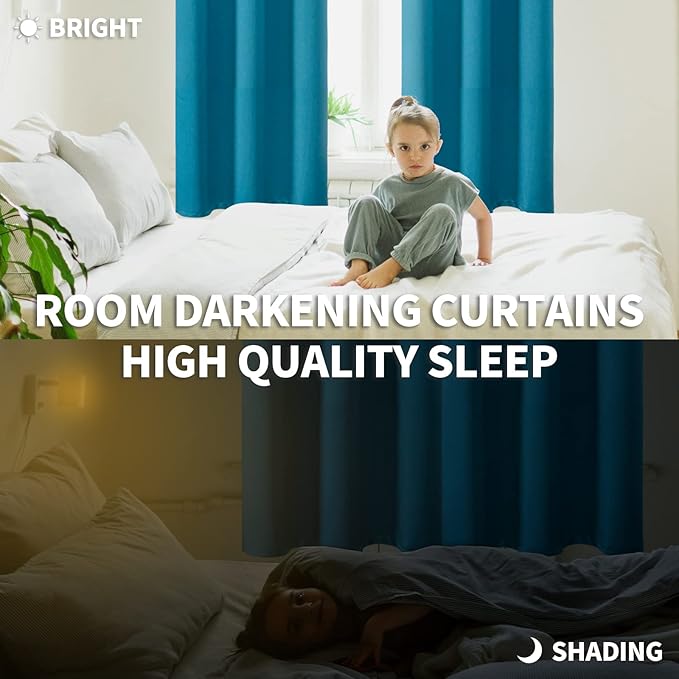 BGment Blackout Curtains - Grommet Thermal Insulated Room Darkening Bedroom and Living Room Curtains, Set of 2 Panels (42 x 63 Inch, Peacock Blue)