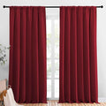 NICETOWN Christmas Living Room Curtains for Window - Energy Efficient & Noise Reducing Thermal Insulated Rod Pocket Blackout Drapes/Draperies for Living Room (Burgundy Red, 2 Panels, W70 x L95)