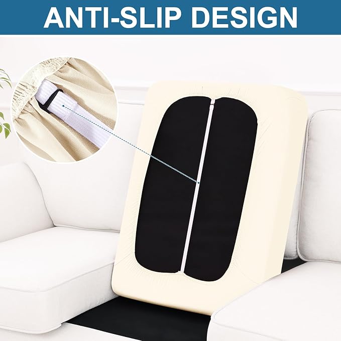 Smiry Printed Couch Cushion Covers, Stretch Soft Couch Covers for Sofa, Washable Non-Slip Sofa Slipcover Furniture Protector for Indoor and Outdoor (Large, Cream)
