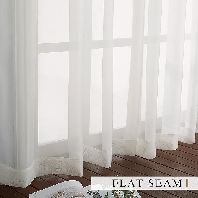 NICETOWN Sheer Curtains for Bedroom Windows, Grommet Casual Soft Voile Sheer Panels with Light Filter Window Treatments for Nursery/Bedroom, Beige, Set of 2, W37 x L63