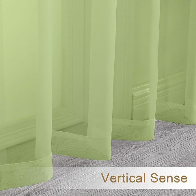 Chyhomenyc Extra Long Sheer Curtains 120 Inches Long 2 Panels Set, Light Filtering Voile Curtain Drapes for Floor to Ceiling Window Patio Sliding Door, 10FT, Lime