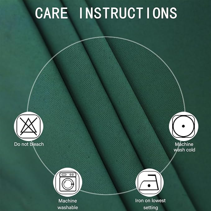 LEMOMO Blackout Curtains 52 x 90 Inch Long Dark Green Curtains Set of 2 Panels Room Darkening Curtains for Bedroom and Living Room