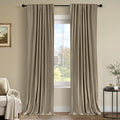 100% Blackout Shield Linen Blackout Curtains for Bedroom 96 Inches Long, Back Tab/Rod Pocket Living Room Drapes, Thermal Insulated Blackout Curtains 2 Panels Set, 50" W x 96" L, Plaza Taupe