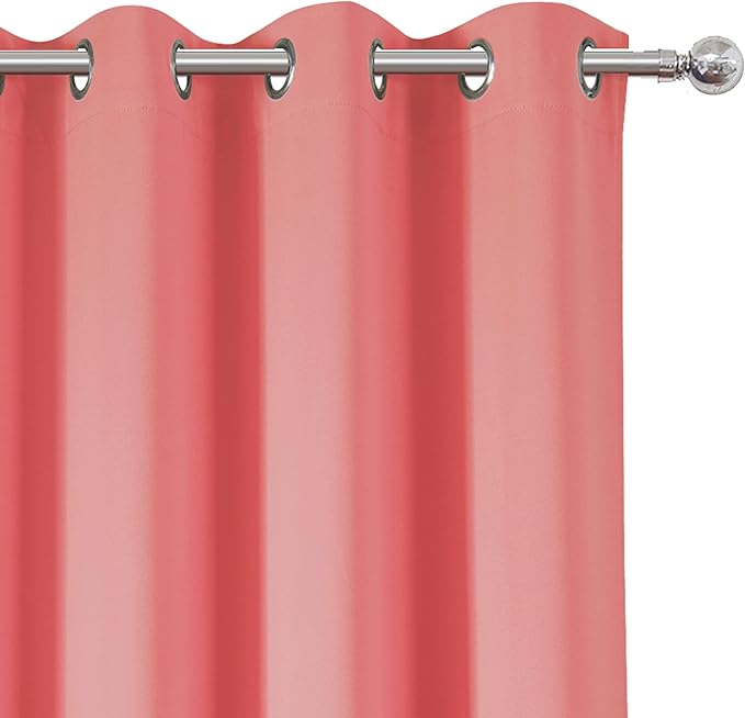 LEMOMO Coral Thermal Blackout Curtains/52 x 72 Inch/Set of 2 Panels Room Darkening Curtains for Bedroom