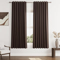 Guken Brown 100% Blackout Curtains 63 Inch Length 2 Panels Set for Living Room Bedroom Back Tab Thermal Insulated Black Out Linen Drapes Room Darkening Window Curtains 52 Inches Width