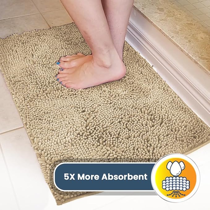 Muddy Mat® | Super Absorbent Door Mat Indoor, Microfiber Quick Dry Chenille Entryway Rug, Non-Slip Front Door Mat, Indoor Mats for Entryway, Machine Washable Pet Rug, Beige XXL 60"X48"